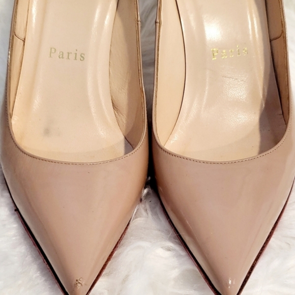 Christian Louboutin Nude Patent Pump Heels - Picture 4 of 14